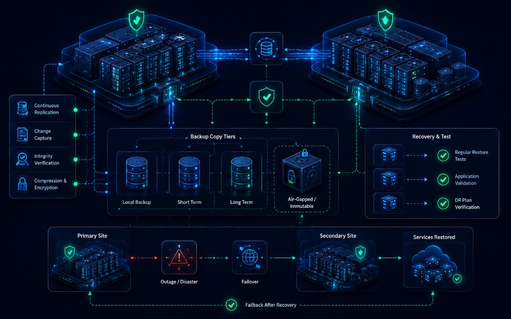 Disaster recovery and backup architecture for enterprise cloud platform