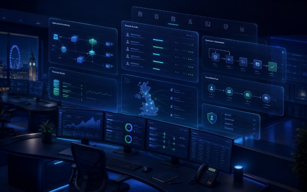 Managed services operations centre monitoring critical UK application platforms